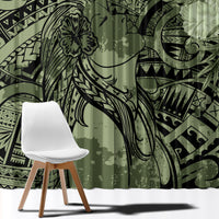 Pacific Beauty Girl Window Curtain Green Polyneisan Tribal Vintage Motif LT9 - Polynesian Pride