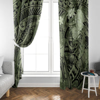 Pacific Beauty Girl Window Curtain Green Polyneisan Tribal Vintage Motif LT9 - Polynesian Pride