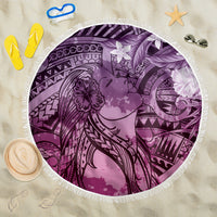 Pacific Beauty Girl Beach Blanket Pink Polyneisan Tribal Vintage Motif LT9 One Size 150cm Pink - Polynesian Pride