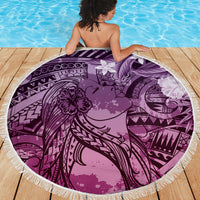Pacific Beauty Girl Beach Blanket Pink Polyneisan Tribal Vintage Motif LT9 - Polynesian Pride