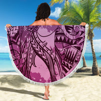 Pacific Beauty Girl Beach Blanket Pink Polyneisan Tribal Vintage Motif LT9 - Polynesian Pride