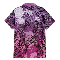 Pacific Beauty Girl Family Matching Mermaid Dress and Hawaiian Shirt Pink Polyneisan Tribal Vintage Motif