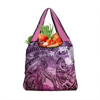Pacific Beauty Girl Grocery Bag Pink Polyneisan Tribal Vintage Motif LT9 1-pack One Size Pink - Polynesian Pride