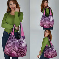 Pacific Beauty Girl Grocery Bag Pink Polyneisan Tribal Vintage Motif LT9 - Polynesian Pride