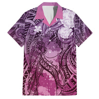 Pacific Beauty Girl Hawaiian Shirt Pink Polyneisan Tribal Vintage Motif LT9 Pink - Polynesian Pride