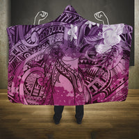 Pacific Beauty Girl Hooded Blanket Pink Polyneisan Tribal Vintage Motif LT9 One Size Pink - Polynesian Pride