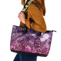 Pacific Beauty Girl Leather Tote Bag Pink Polyneisan Tribal Vintage Motif LT9 Pink - Polynesian Pride