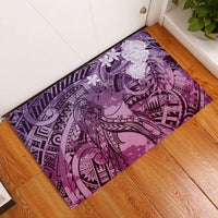 Pacific Beauty Girl Rubber Doormat Pink Polyneisan Tribal Vintage Motif LT9 Pink - Polynesian Pride