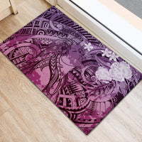 Pacific Beauty Girl Rubber Doormat Pink Polyneisan Tribal Vintage Motif LT9 - Polynesian Pride