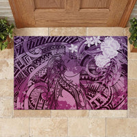 Pacific Beauty Girl Rubber Doormat Pink Polyneisan Tribal Vintage Motif LT9 - Polynesian Pride