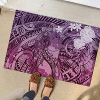 Pacific Beauty Girl Rubber Doormat Pink Polyneisan Tribal Vintage Motif LT9 - Polynesian Pride
