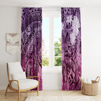 Pacific Beauty Girl Window Curtain Pink Polyneisan Tribal Vintage Motif LT9 - Polynesian Pride