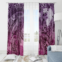 Pacific Beauty Girl Window Curtain Pink Polyneisan Tribal Vintage Motif LT9 - Polynesian Pride