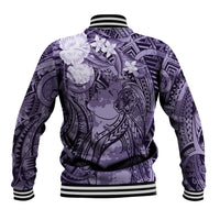 Pacific Beauty Girl Baseball Jacket Violet Polyneisan Tribal Vintage Motif LT9 - Polynesian Pride