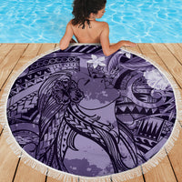 Pacific Beauty Girl Beach Blanket Violet Polyneisan Tribal Vintage Motif LT9 - Polynesian Pride