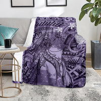 Pacific Beauty Girl Blanket Violet Polyneisan Tribal Vintage Motif LT9 - Polynesian Pride