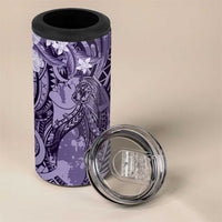 Pacific Beauty Girl 4 in 1 Can Cooler Tumbler Violet Polyneisan Tribal Vintage Motif