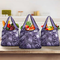 Pacific Beauty Girl Grocery Bag Violet Polyneisan Tribal Vintage Motif LT9 3-pack One Size Violet - Polynesian Pride