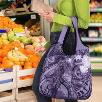 Pacific Beauty Girl Grocery Bag Violet Polyneisan Tribal Vintage Motif LT9 - Polynesian Pride
