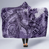 Pacific Beauty Girl Hooded Blanket Violet Polyneisan Tribal Vintage Motif LT9 - Polynesian Pride