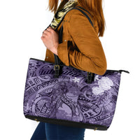 Pacific Beauty Girl Leather Tote Bag Violet Polyneisan Tribal Vintage Motif LT9 Violet - Polynesian Pride