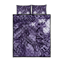 Pacific Beauty Girl Quilt Bed Set Violet Polyneisan Tribal Vintage Motif LT9 - Polynesian Pride