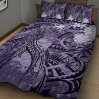 Pacific Beauty Girl Quilt Bed Set Violet Polyneisan Tribal Vintage Motif LT9 - Polynesian Pride