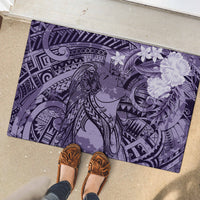 Pacific Beauty Girl Rubber Doormat Violet Polyneisan Tribal Vintage Motif LT9 - Polynesian Pride