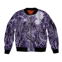 Pacific Beauty Girl Sleeve Zip Bomber Jacket Violet Polyneisan Tribal Vintage Motif LT9 Unisex Violet - Polynesian Pride