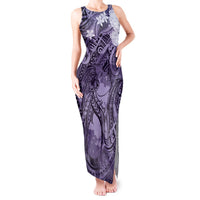 Pacific Beauty Girl Tank Maxi Dress Violet Polyneisan Tribal Vintage Motif LT9 Women Violet - Polynesian Pride