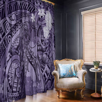 Pacific Beauty Girl Window Curtain Violet Polyneisan Tribal Vintage Motif LT9 - Polynesian Pride