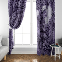 Pacific Beauty Girl Window Curtain Violet Polyneisan Tribal Vintage Motif LT9 - Polynesian Pride