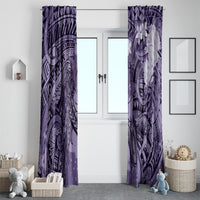 Pacific Beauty Girl Window Curtain Violet Polyneisan Tribal Vintage Motif LT9 - Polynesian Pride