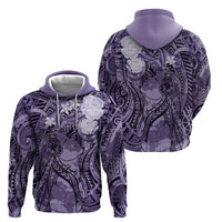 Pacific Beauty Girl Zip Hoodie Violet Polyneisan Tribal Vintage Motif