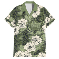 Tongan Kupesi Ngatu Hibiscus Vintage Motif Hawaiian Shirt LT9 Green - Polynesian Pride