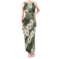 Tongan Kupesi Ngatu Hibiscus Vintage Motif Tank Maxi Dress LT9 Women Green - Polynesian Pride