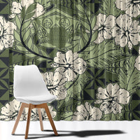 Tongan Kupesi Ngatu Hibiscus Vintage Motif Window Curtain LT9 - Polynesian Pride