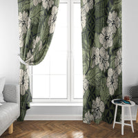Tongan Kupesi Ngatu Hibiscus Vintage Motif Window Curtain LT9 - Polynesian Pride