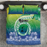 Malpampa Vanuatu Bedding Set Hibiscus Sand Drawing with Pacific Pattern LT9 Green Art - Polynesian Pride