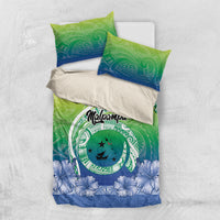 Malpampa Vanuatu Bedding Set Hibiscus Sand Drawing with Pacific Pattern LT9 US Twin 172cm x 218cm Green Art - Polynesian Pride
