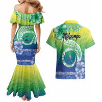 Malpampa Vanuatu Couples Matching Mermaid Dress and Hawaiian Shirt Hibiscus Sand Drawing with Pacific Pattern LT9 - Polynesian Pride