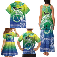 Malpampa Vanuatu Family Matching Tank Maxi Dress and Hawaiian Shirt Hibiscus Sand Drawing with Pacific Pattern
