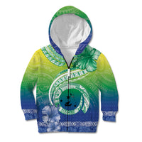 Malpampa Vanuatu Kid Hoodie Hibiscus Sand Drawing with Pacific Pattern