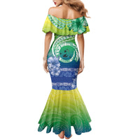 Malpampa Vanuatu Mermaid Dress Hibiscus Sand Drawing with Pacific Pattern LT9 - Polynesian Pride