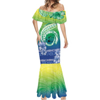Malpampa Vanuatu Mermaid Dress Hibiscus Sand Drawing with Pacific Pattern LT9 - Polynesian Pride