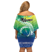 Malpampa Vanuatu Off Shoulder Short Dress Hibiscus Sand Drawing with Pacific Pattern LT9 - Polynesian Pride