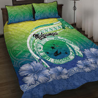 Malpampa Vanuatu Quilt Bed Set Hibiscus Sand Drawing with Pacific Pattern LT9 Green Art - Polynesian Pride