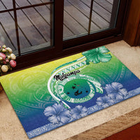 Malpampa Vanuatu Rubber Doormat Hibiscus Sand Drawing with Pacific Pattern LT9 - Polynesian Pride