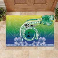 Malpampa Vanuatu Rubber Doormat Hibiscus Sand Drawing with Pacific Pattern LT9 - Polynesian Pride