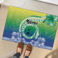Malpampa Vanuatu Rubber Doormat Hibiscus Sand Drawing with Pacific Pattern LT9 - Polynesian Pride
